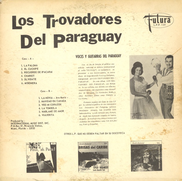 "Los trovadores del Paraguay" - Back Cover